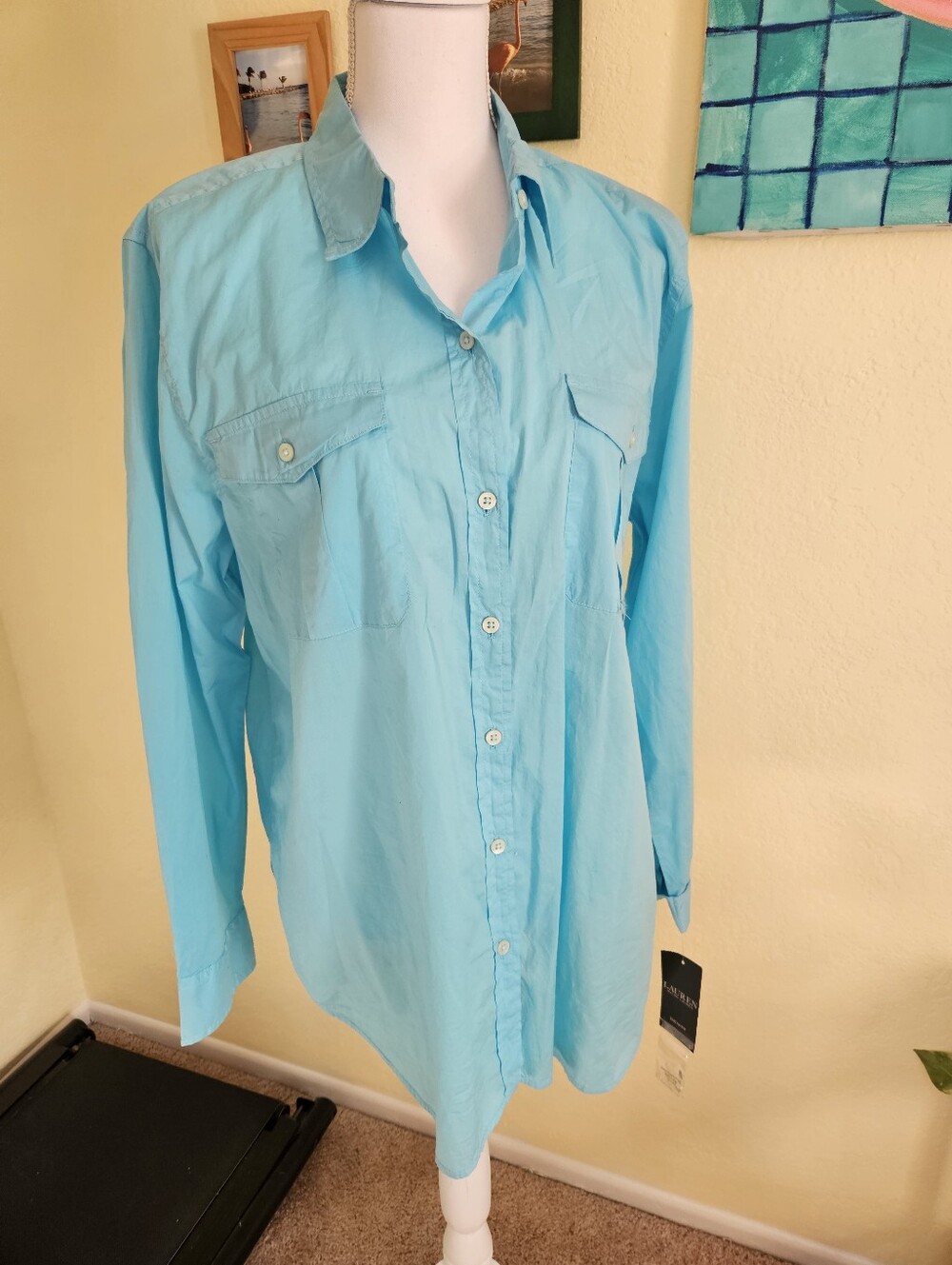 Ralph lauren Womens Blue button down shirt. Sz XL - Picture 4 of 9